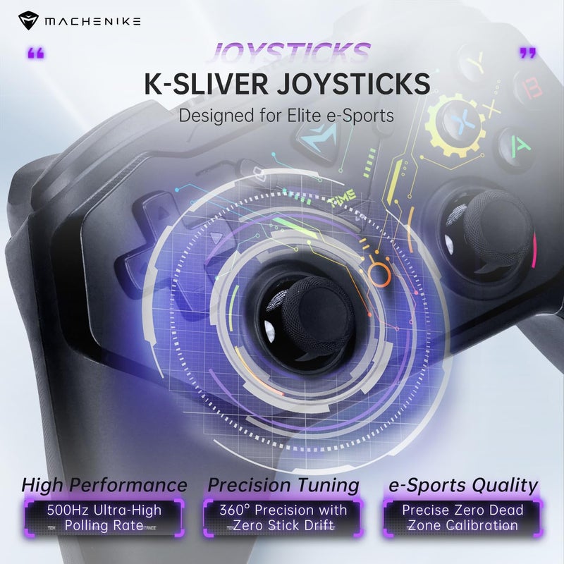 MACHENIKE وحدة تحكم الألعاب اللاسلكية G3S لجهاز الكمبيوتر ويندوز، سويتش، أندرويد، وحدة تحكم الكمبيوتر مع إضاءة خلفية LED ومحركات اهتزاز مزدوجة، وضعيتي اتصال مزدوجتين، توصيل وتشغيل [لعبة فيديو] - Image 3